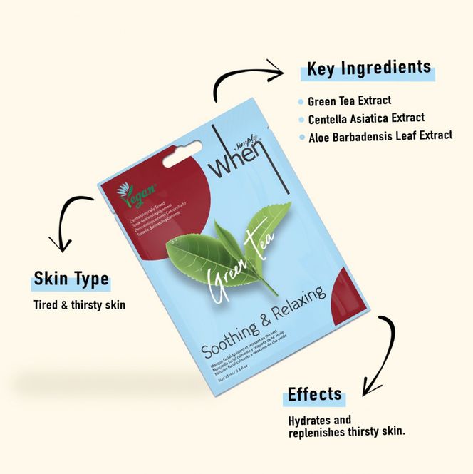 Hovedbilde Simply When® Vegan Green Tea Soothing & Relaxing Mask